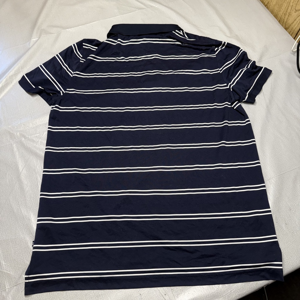 Nautica Mens XL Navy Striped Polo Shirt Tech Pique - Picture 4 of 9